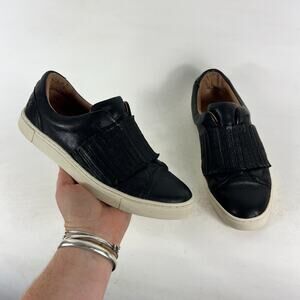 Frye Ivy Gore Sneakers Women's 7 Black Leather Slip On Low Top Comfort 3470373